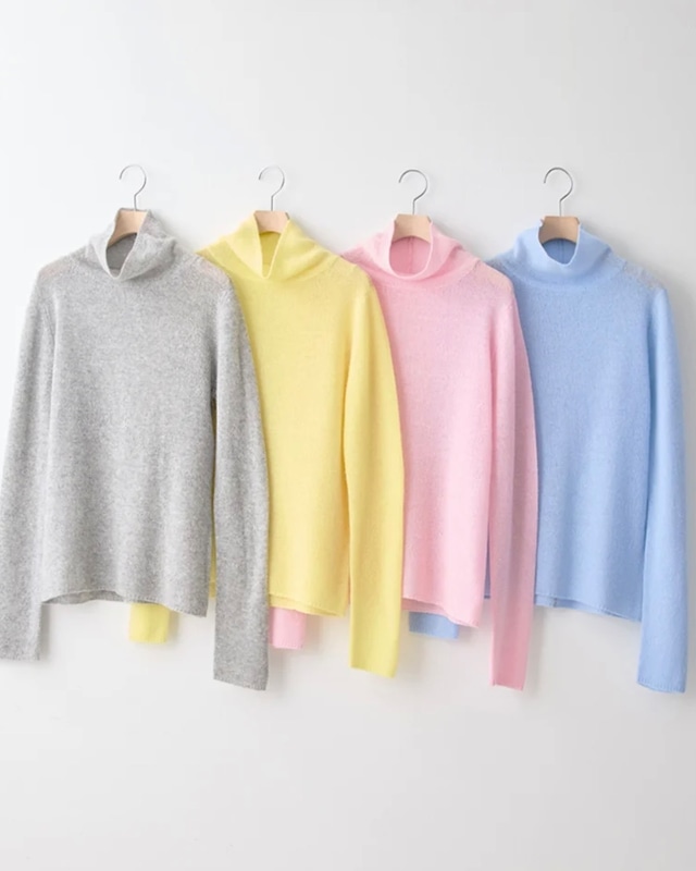 ADAWAS/sheer cashmere highneck knit