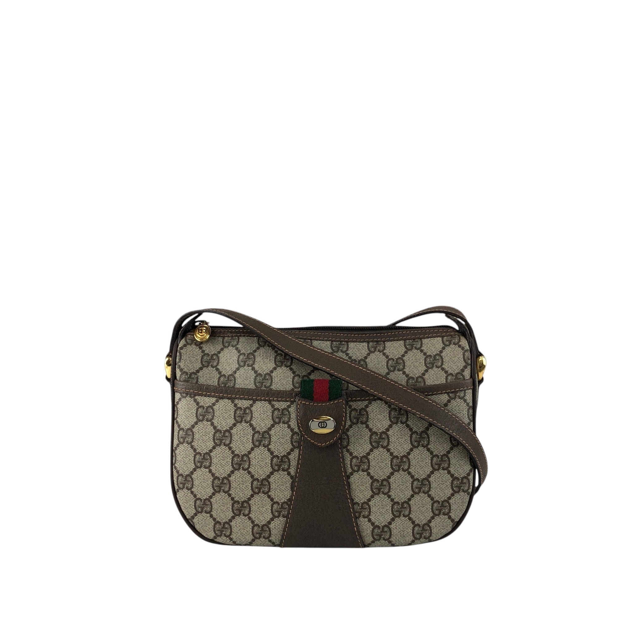 GUCCI グッチ シェリーライン ショルダーバッグ ベージュ PVC レザー