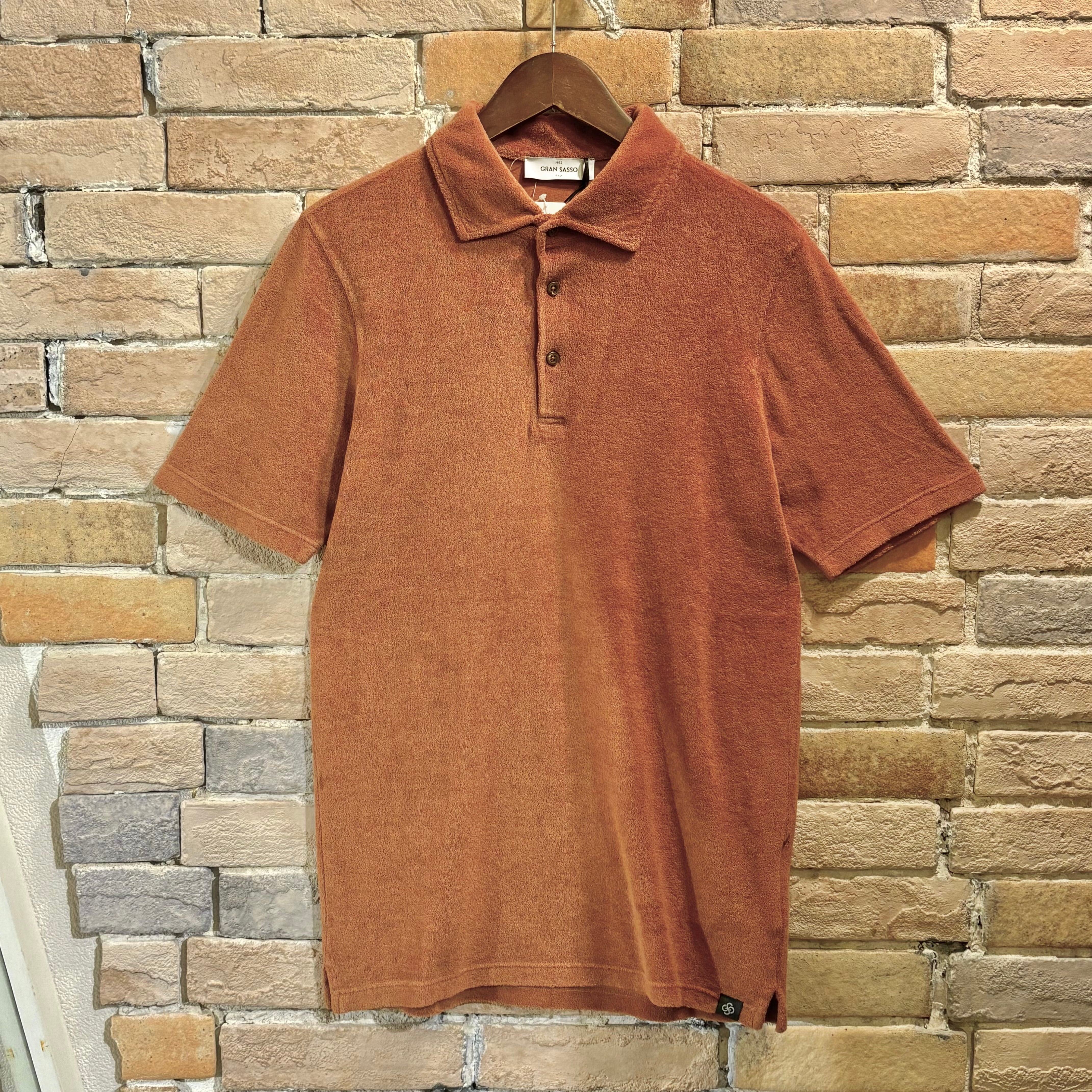 Gran Sasso 未使用品 サイズ50 コットンパイル 半袖ポロ ライト