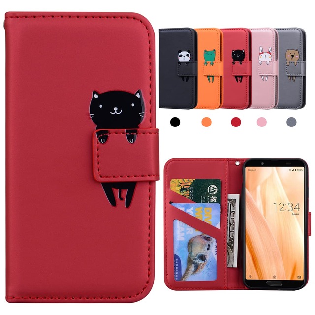Kedic 適合 AQUOS sense3 ケース 手帳型 aquos sense3 lite ケース Android one s7 ケース レッド
