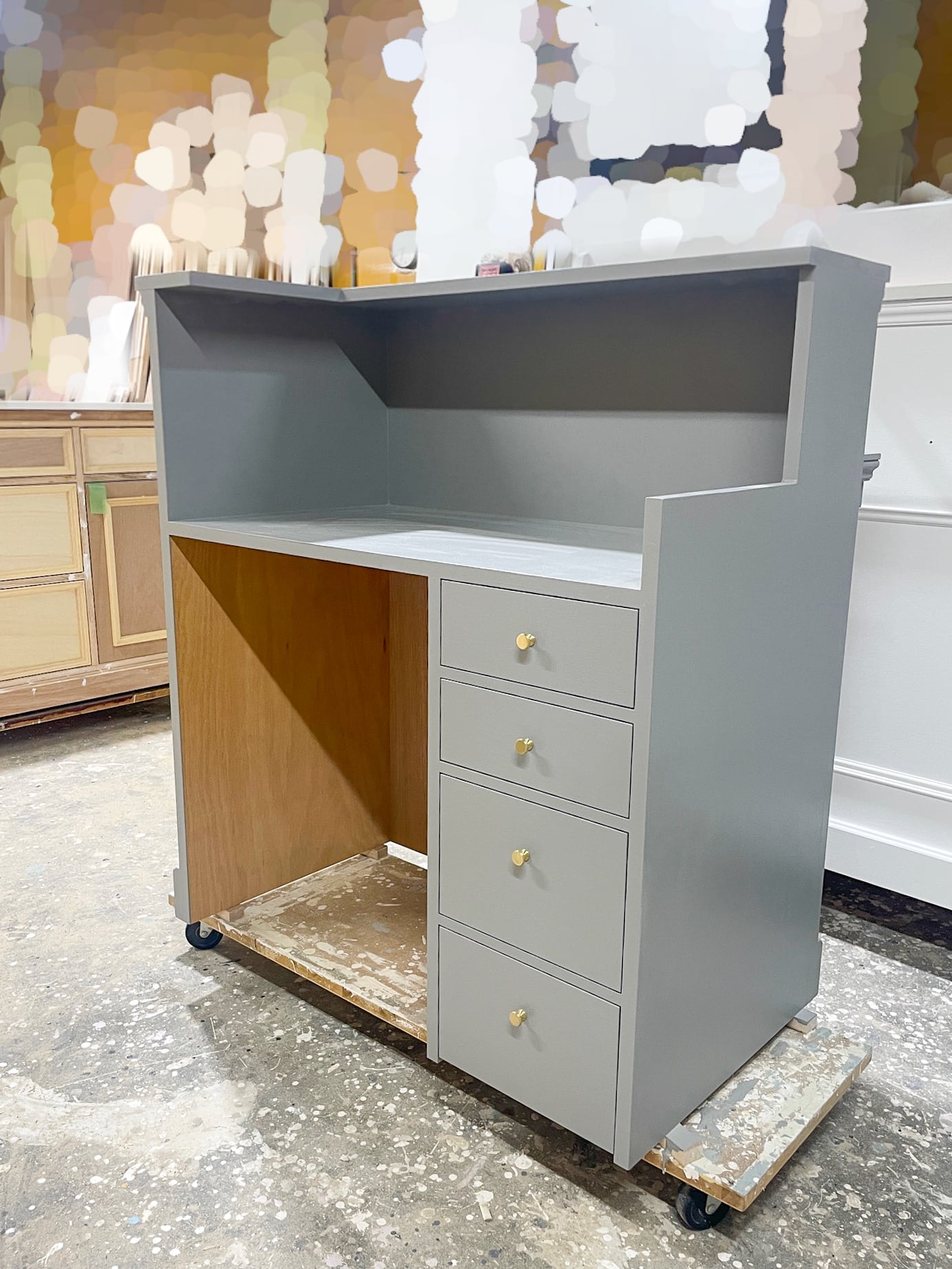 オーダーメイドアンティーク調カウンター128 （ライトグレー