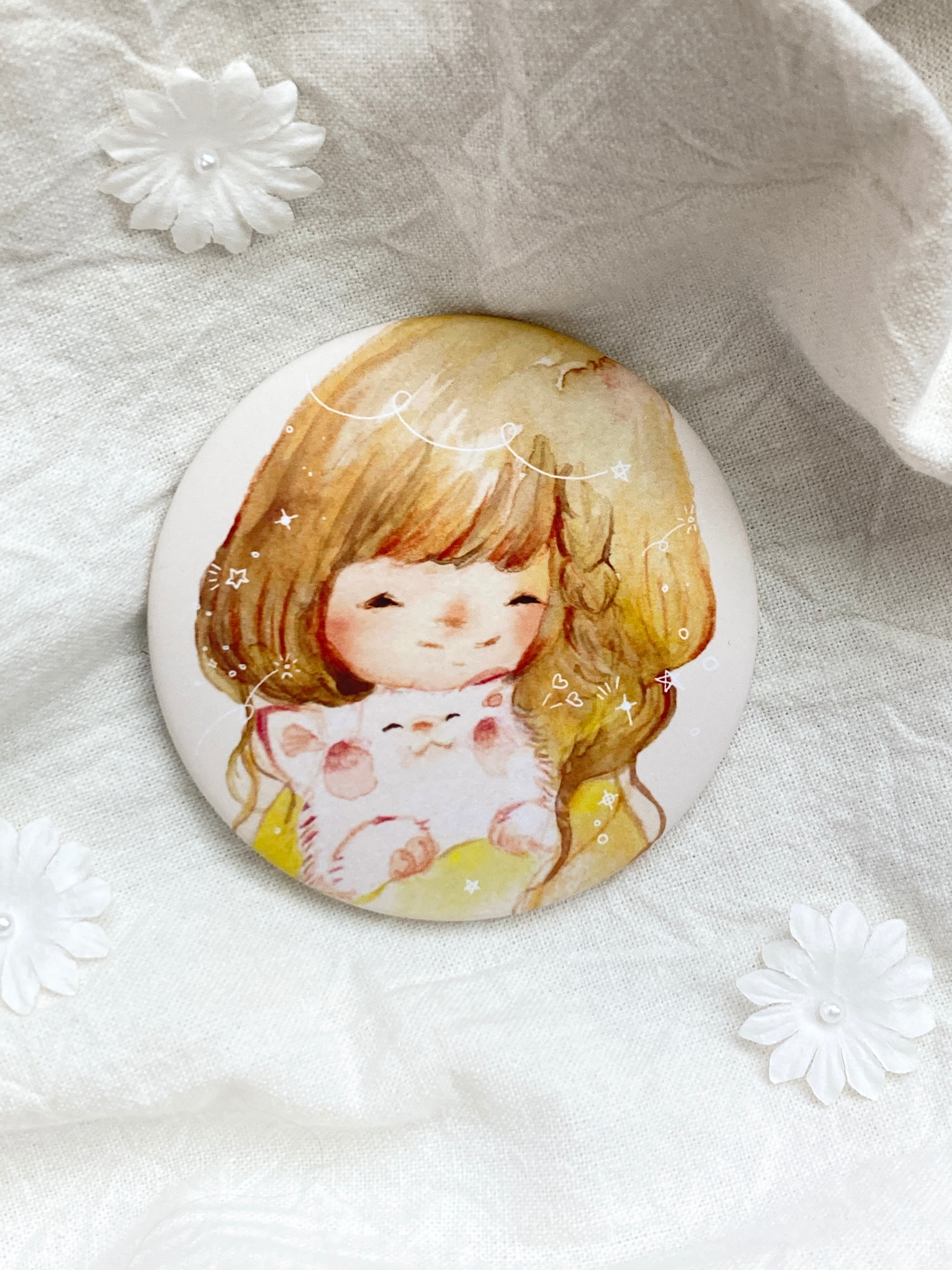 イラストコンパクトミラー◎猫と私