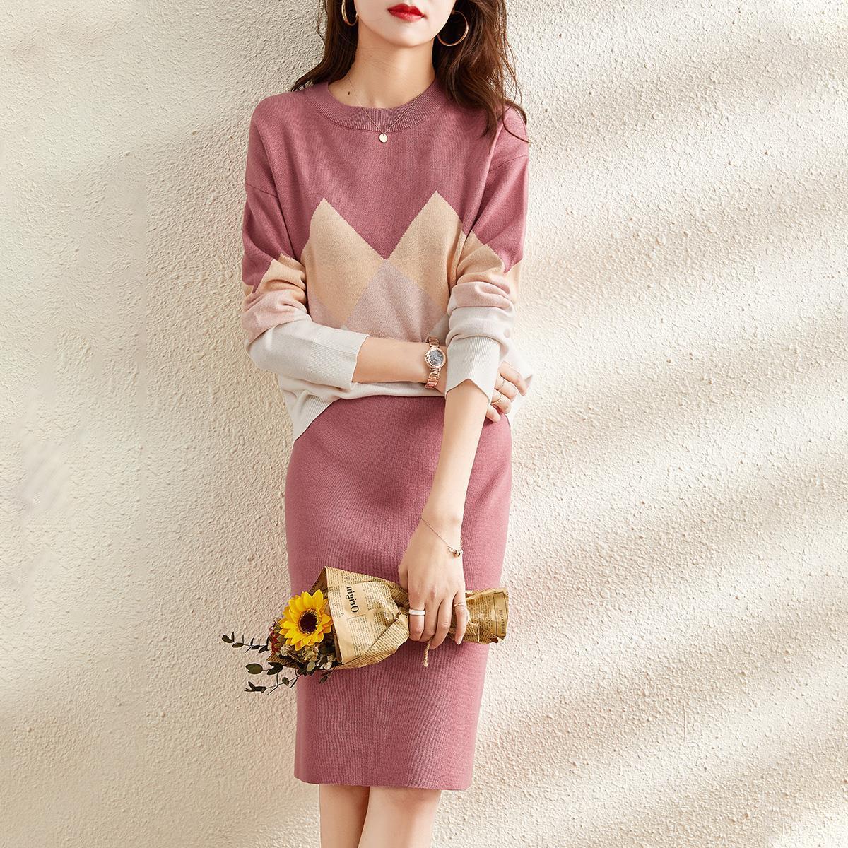 【set】ニットセーター×スカートセット M19005