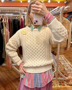 L/S クルーネック　ケーブル　フィッシャーマン　ニット　プルオーバー　トップス