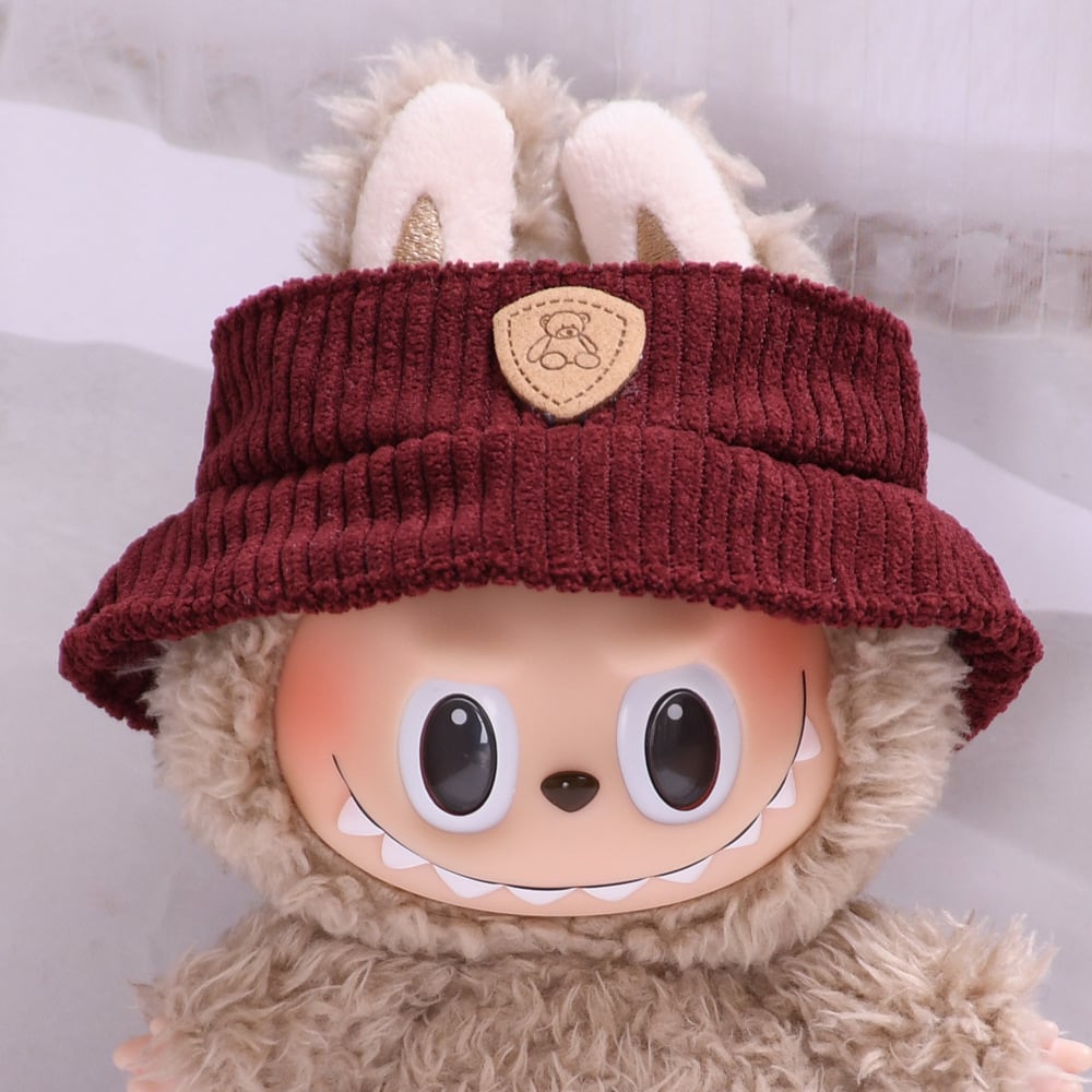 コーデュロイ バケットハット 17cm Labubu 123代用 ぬいぐるみ 帽子