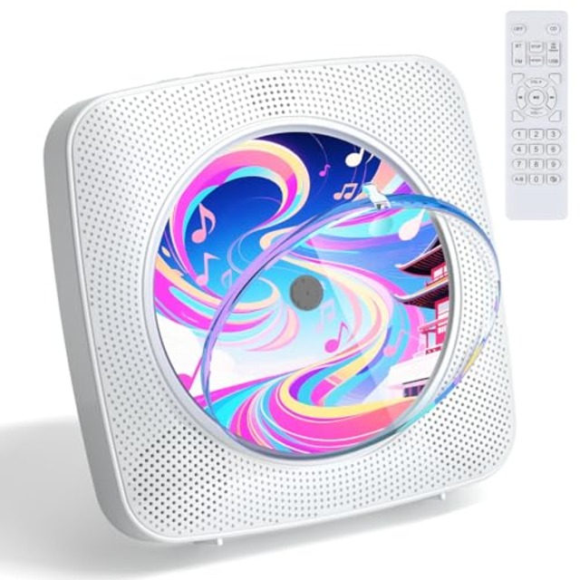 Kegaudio CDプレーヤー cdラジカセ Bluetooth 受信/送信 スピーカー内蔵 卓上＆壁掛け式 プレイヤー 1台多役 FM/USB対応 A-Bリピート再生 音楽再生/語学学習/胎児教育 日本語説明書付き 充電不可(白）