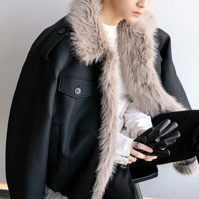 ファー襟ムートンコート C10291