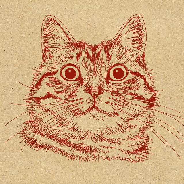 猫の手描きイラスト 似顔絵カラー線変更オプション おしゃれ猫雑貨 グッズ通販 イラスト 似顔絵作成 365cat Art