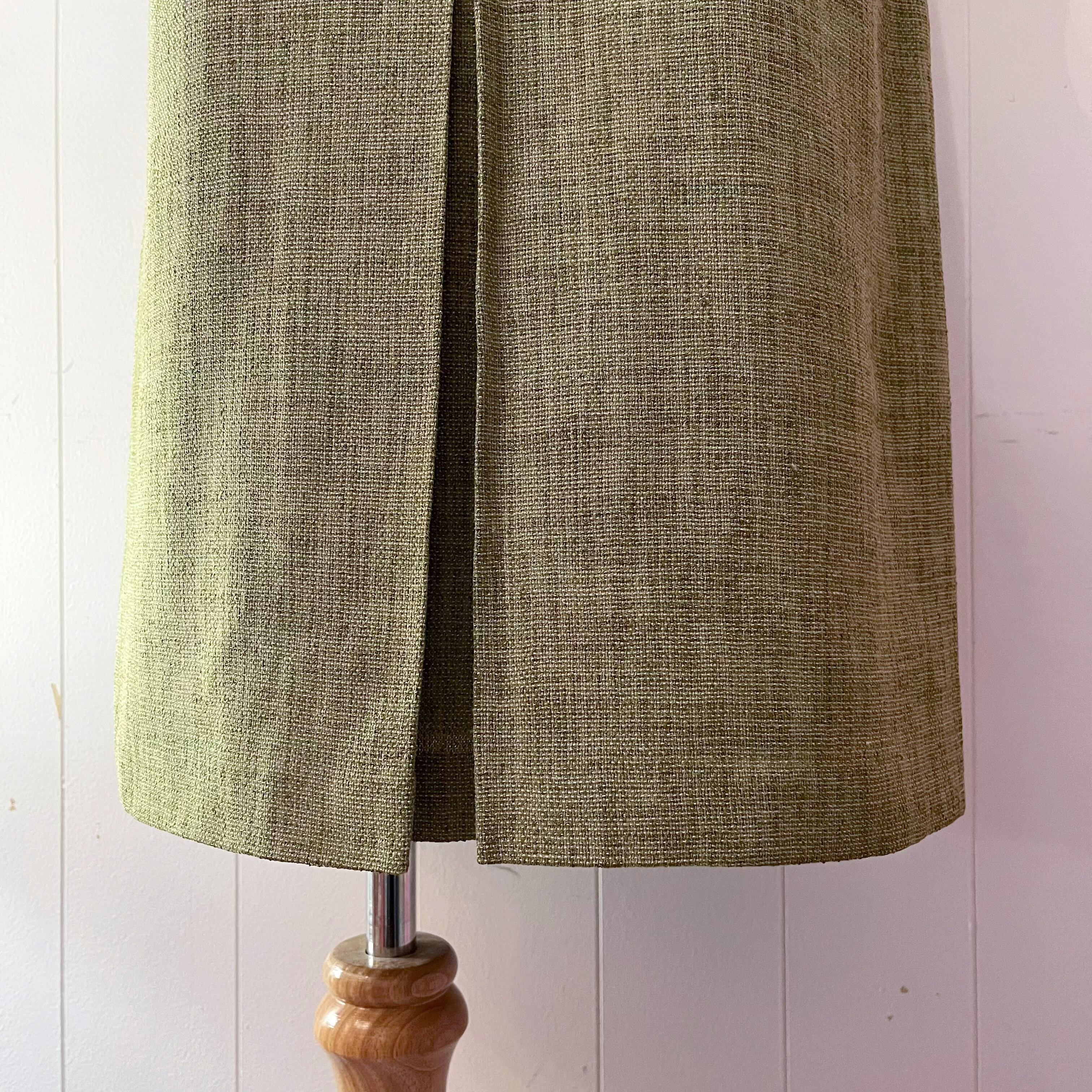 moss green tuck skirt