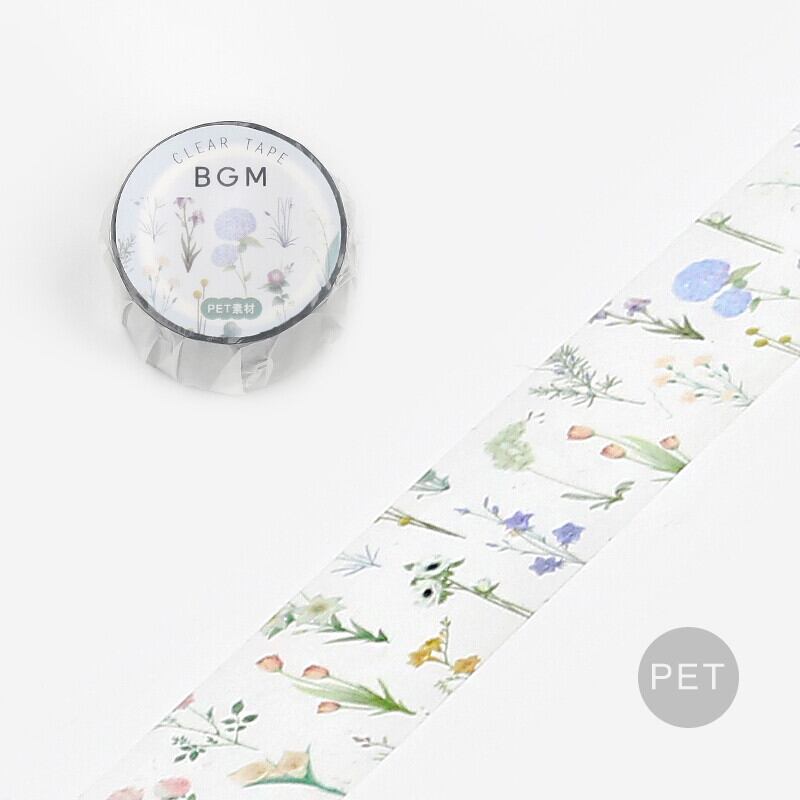 【廃番】BGM フラワーズ柄 30mmクリアテープ BG13