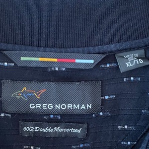 【GREG NORMAN】ビッグサイズ ポロシャツ XL 柄シャツ 総柄 刺繍ロゴ グレッグノーマン ゴルフ US古着 アメリカ古着