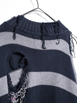 REMAKE / clash bolo × zip  border half zip knit