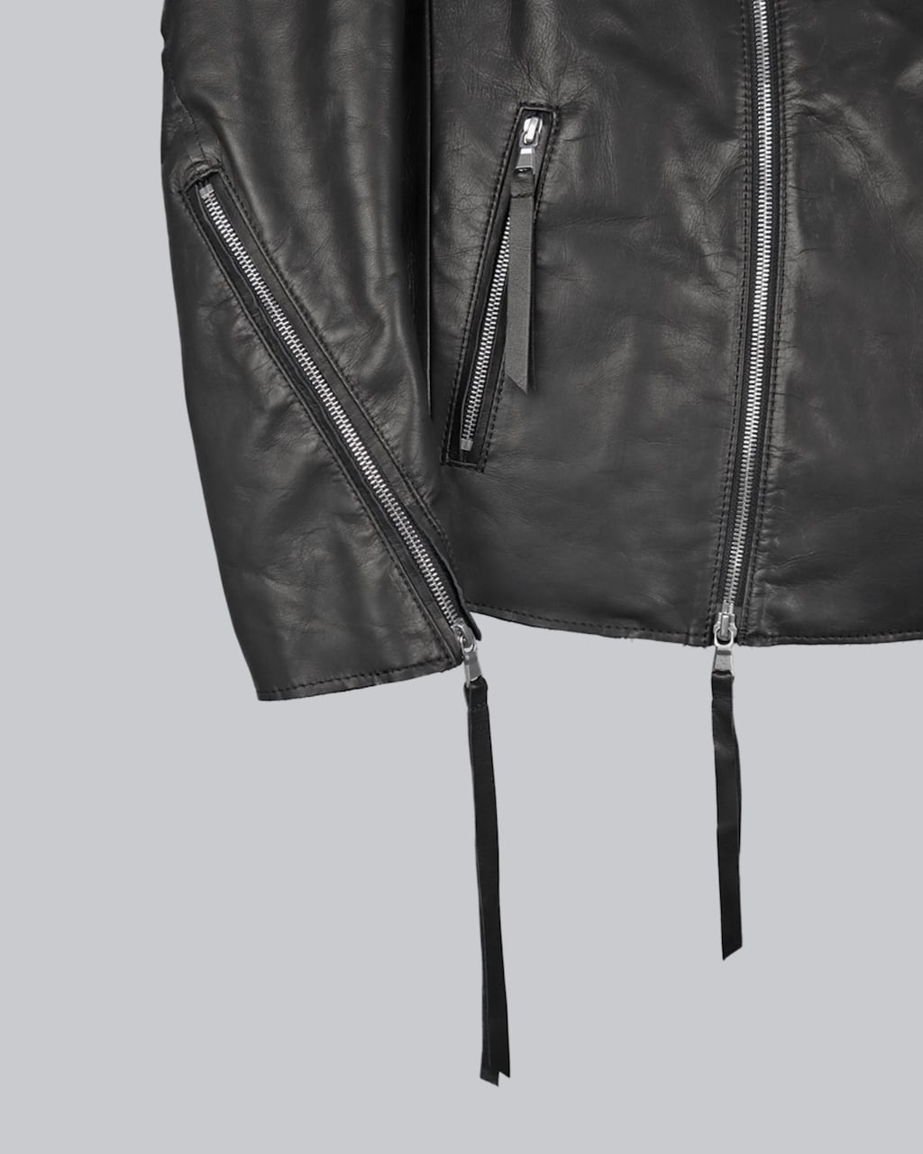 ASKYY / CURVED ZIPPER LEATHER RIDERS JACKET   ASKYY TOKYO