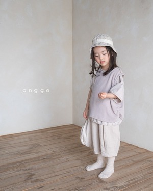 【anggo】タックミディアムパンツ ベージュ 80〜120cm  240712