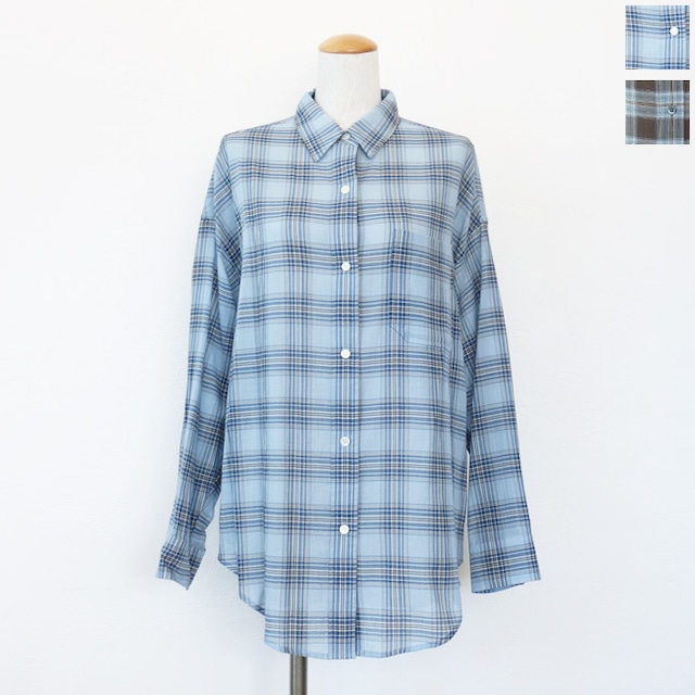 cafune (カフネ) シャツ ワッシャー コットンボイル チェック ドロップショルダー 625923
