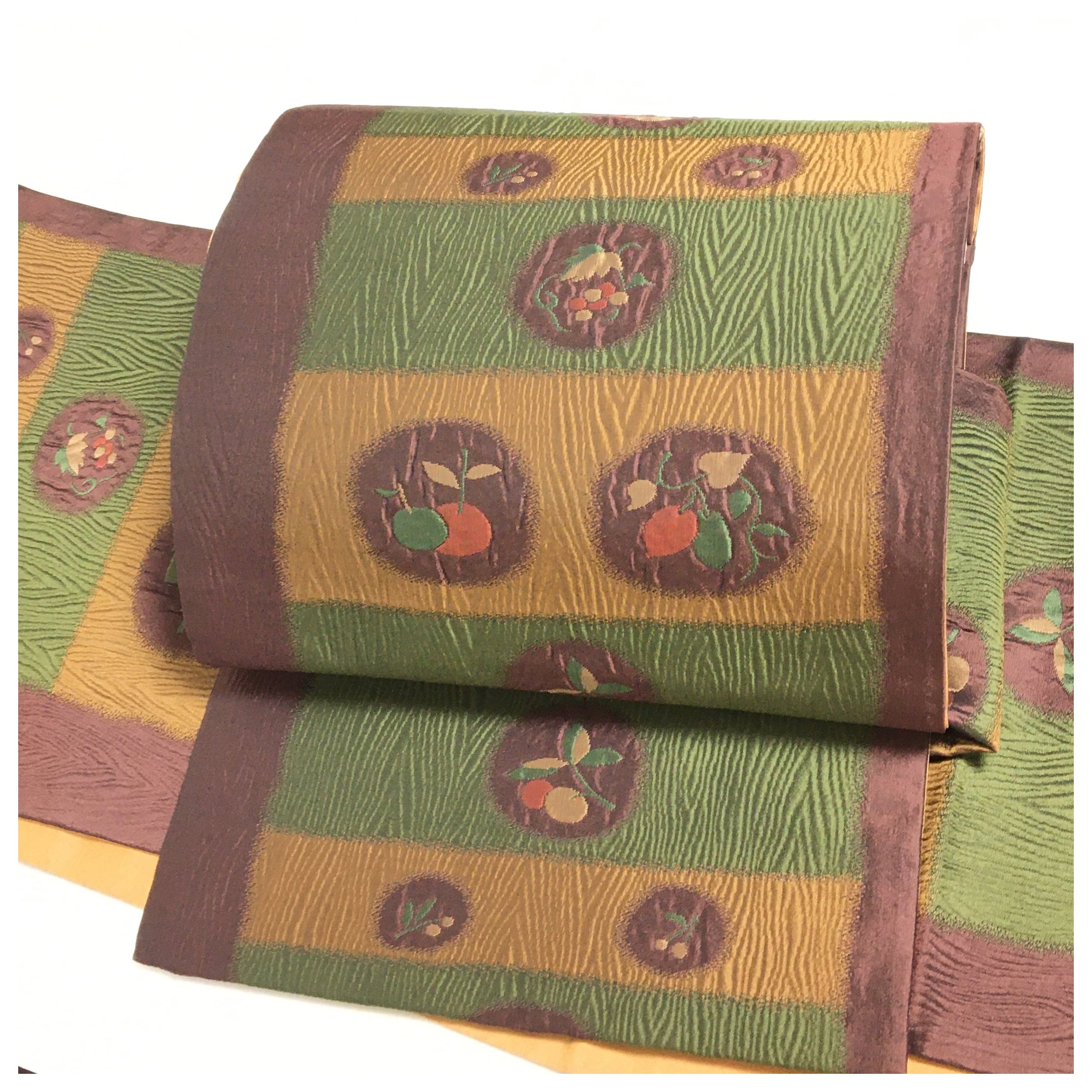 美品　正絹　お着物セット　未使用品　大寸作り帯 着物セット 総絞り 小紋・八寸名古屋帯・帯締め 3点 セット 菱