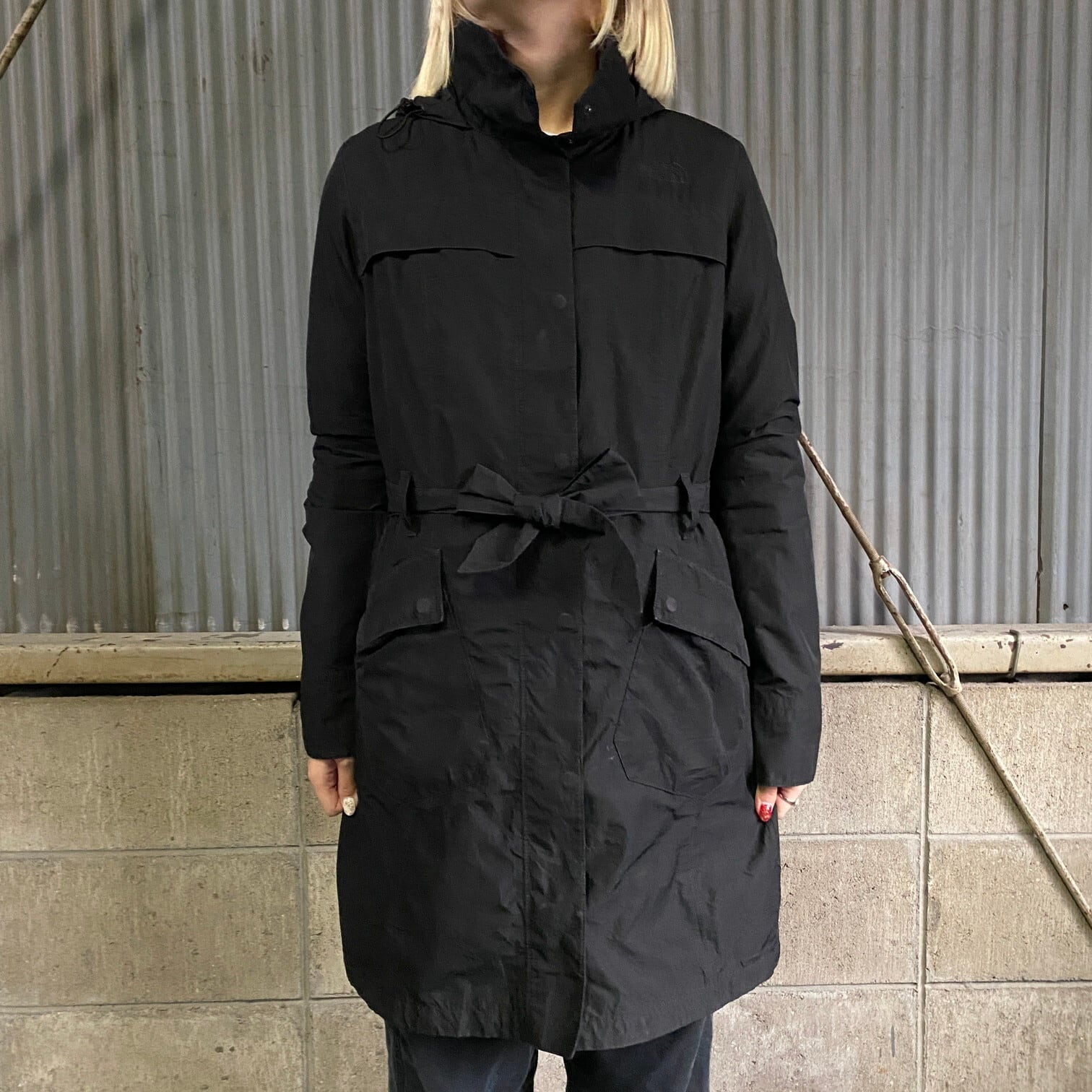 レアUS古着○ノースフェイス ハイベント ダウンコート ブラック レディースL THE NORTH FACE ザノースフェイス HYVENT レインコート レディースS