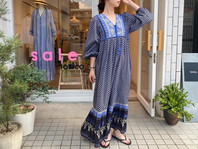 ヌキテパ COTTON JQD おもしろかっ COMBI EMB DRESS ロングワンピース 