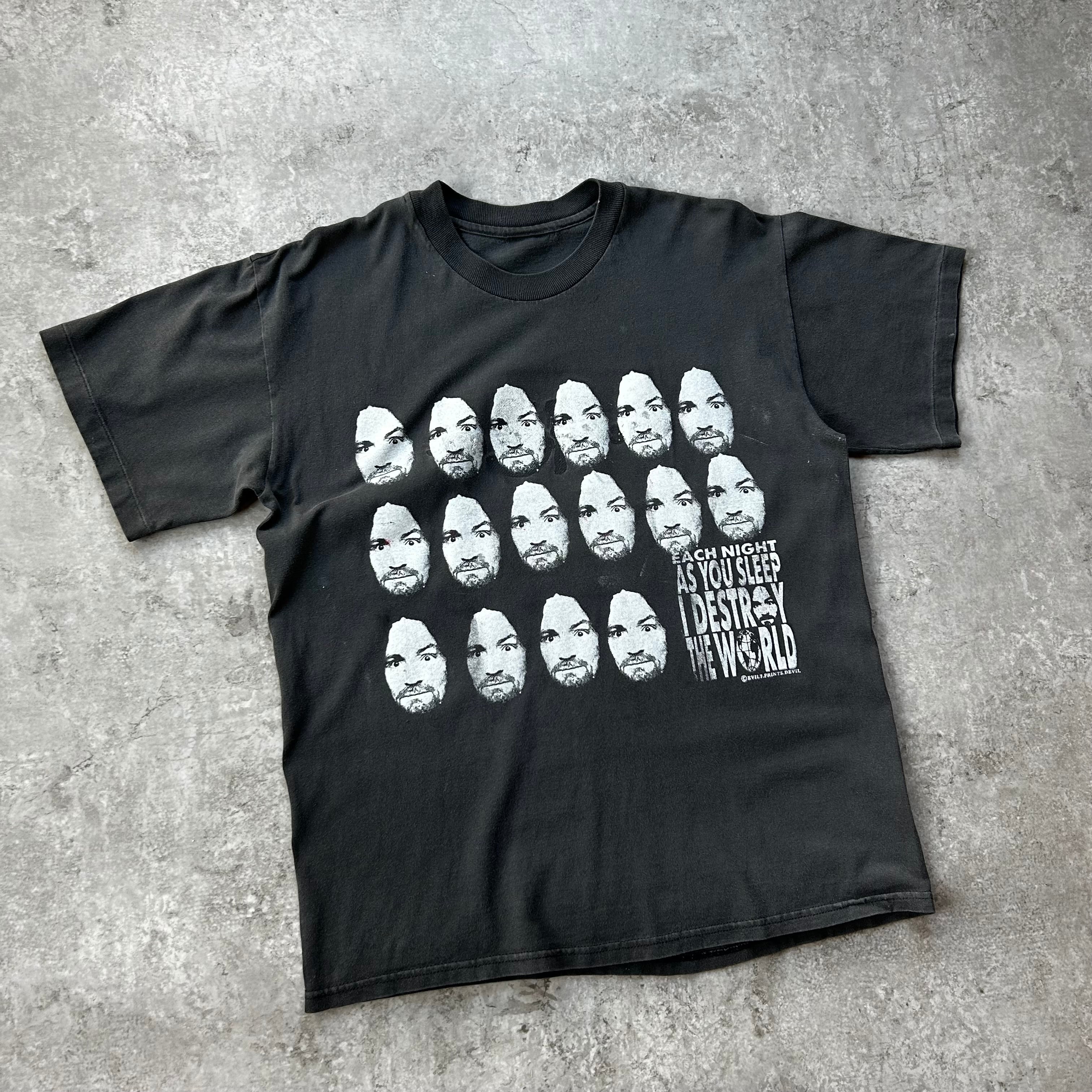 90s チャールズマンソンtシャツ USA製 ブラック L相当 evil7 | 東京準備室