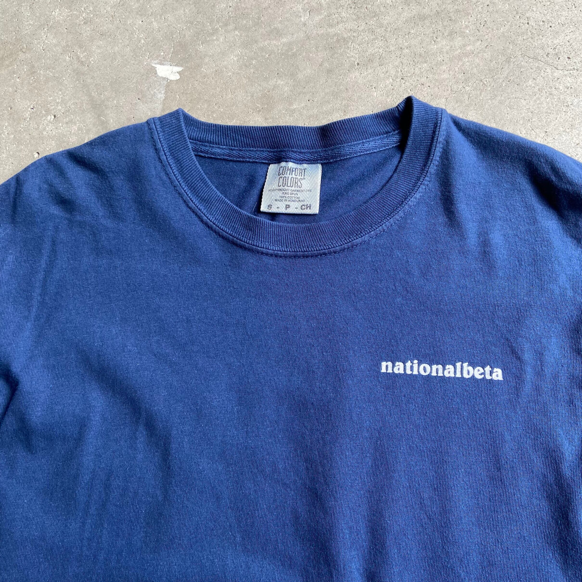 nationalbeta 企業ロゴ パロディ 胸ロゴ バックプリント ロングTシャツ