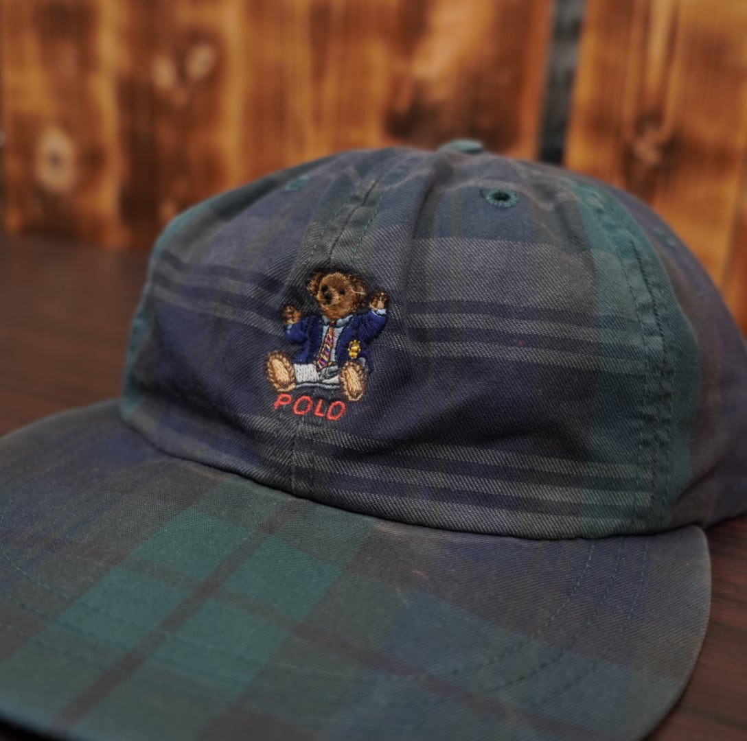 90s USA製 ralphlauren polo bear ロングビル キャップ/ラルフ 90s USA製 ralphlauren polo bear ロングビル キャップ/ラルフ