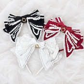 ♡【全5色】MAID ハートチャーム マットリボンフリルレースカチューシャ pink ♡