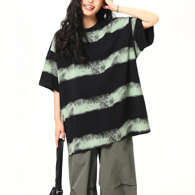 green border vintage short sleeve tee　グリーンボーダーヴィンテージ半袖ティー　J0840