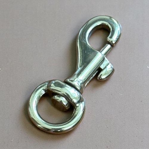 真鍮製 約45mm 鉄砲ナスカン 金 カラビナキーホルダーパーツ kw7