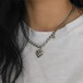 【予約】block checkered heart chain necklace