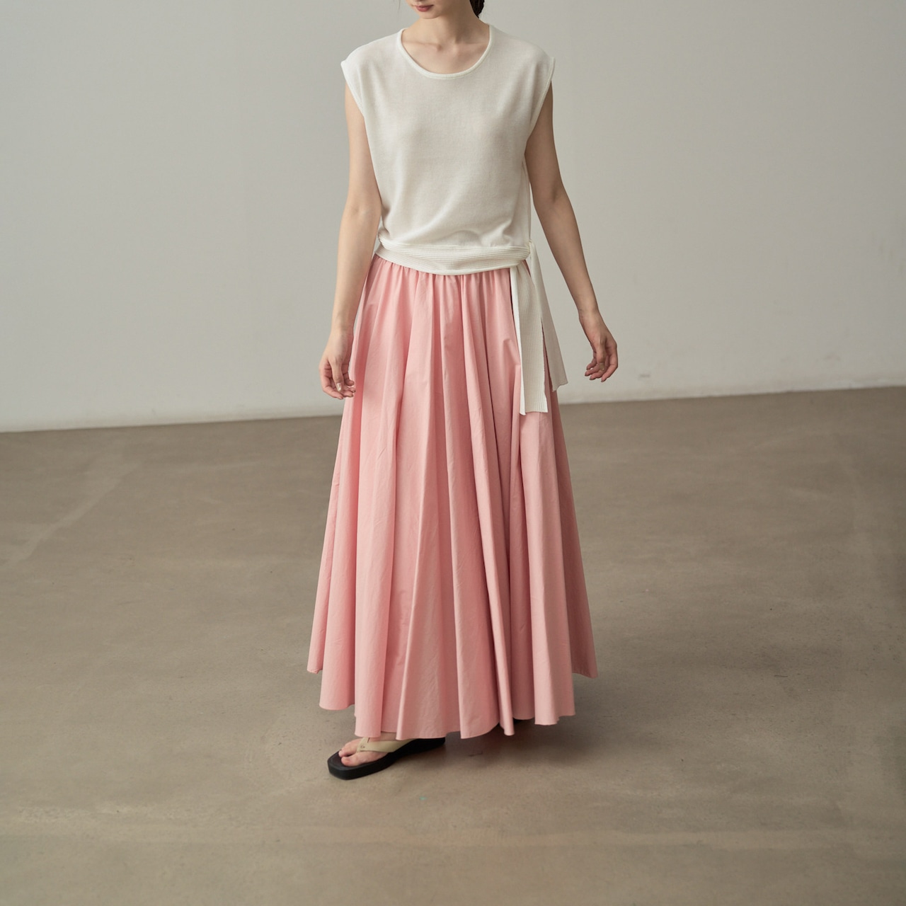 オーバーサイズ ギャザーフレアスカート H0068