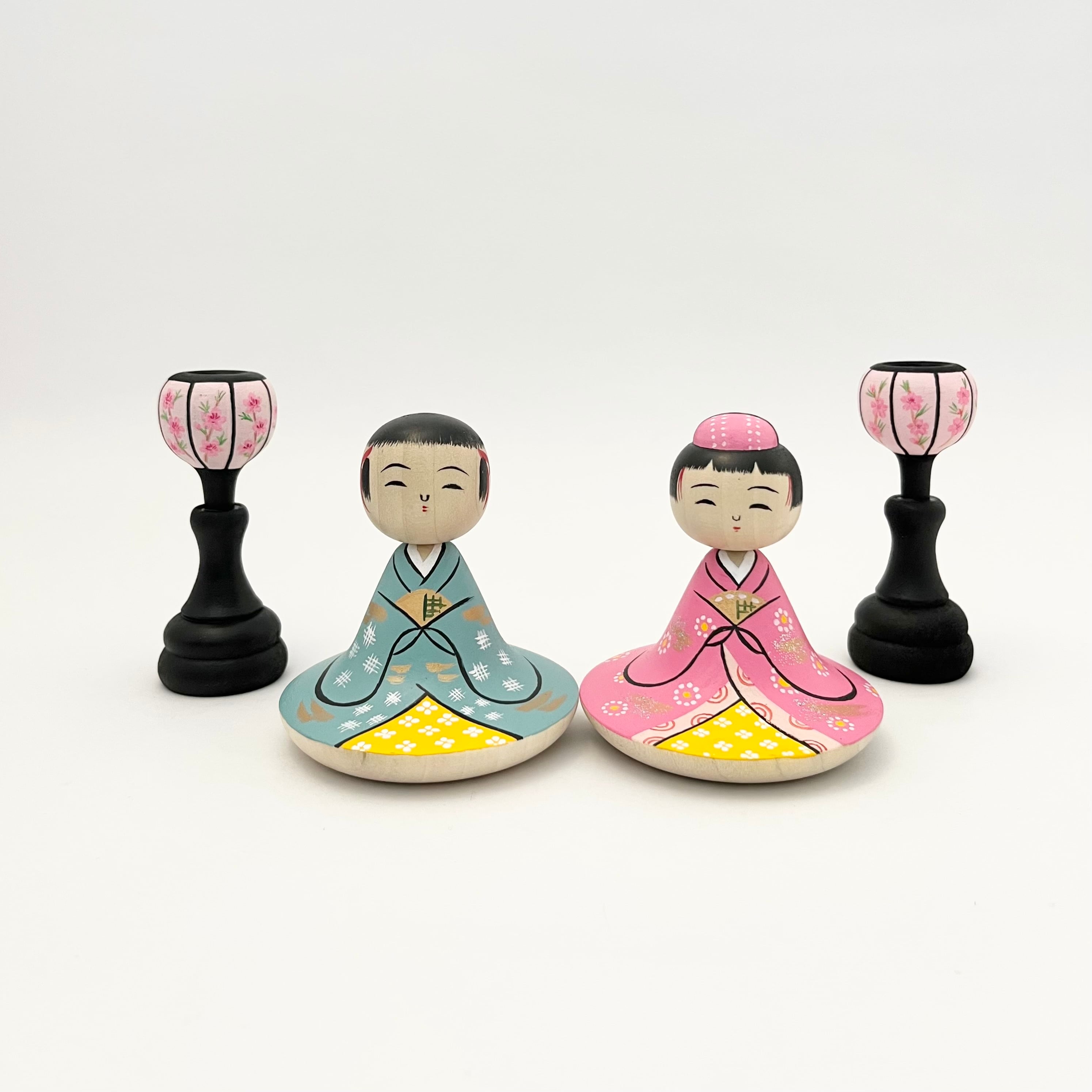 復刻 昭和の雛こけし(大ペア)ぼんぼり付き 描彩/笹原綾工人