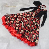 社交ダンス 衣装 prima boutique プリマブティック ドレス スタンダード ブラック系 レッド系 ベージュ系 赤 黒 チョーカー 長袖 レース 花柄 薔薇 バラ キラキラ ラインストーン スタンダードドレス ワンピース パーティドレス ダンスパーティー ステージ衣装 舞台衣装 発表会 付属 透け感 バラ柄 刺繍風 光る 装飾 上品 エレガント ボールルーム 発表会用 演奏会衣装 ロングスリーブ 袖あり フラワーレース