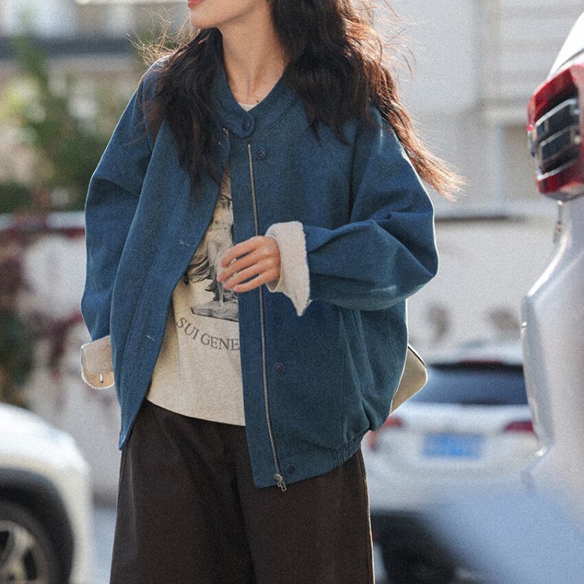 denim boa jacket　J00211