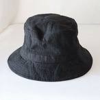 バケットハット｜Triple-washed linen bucket hat ｜ブラック