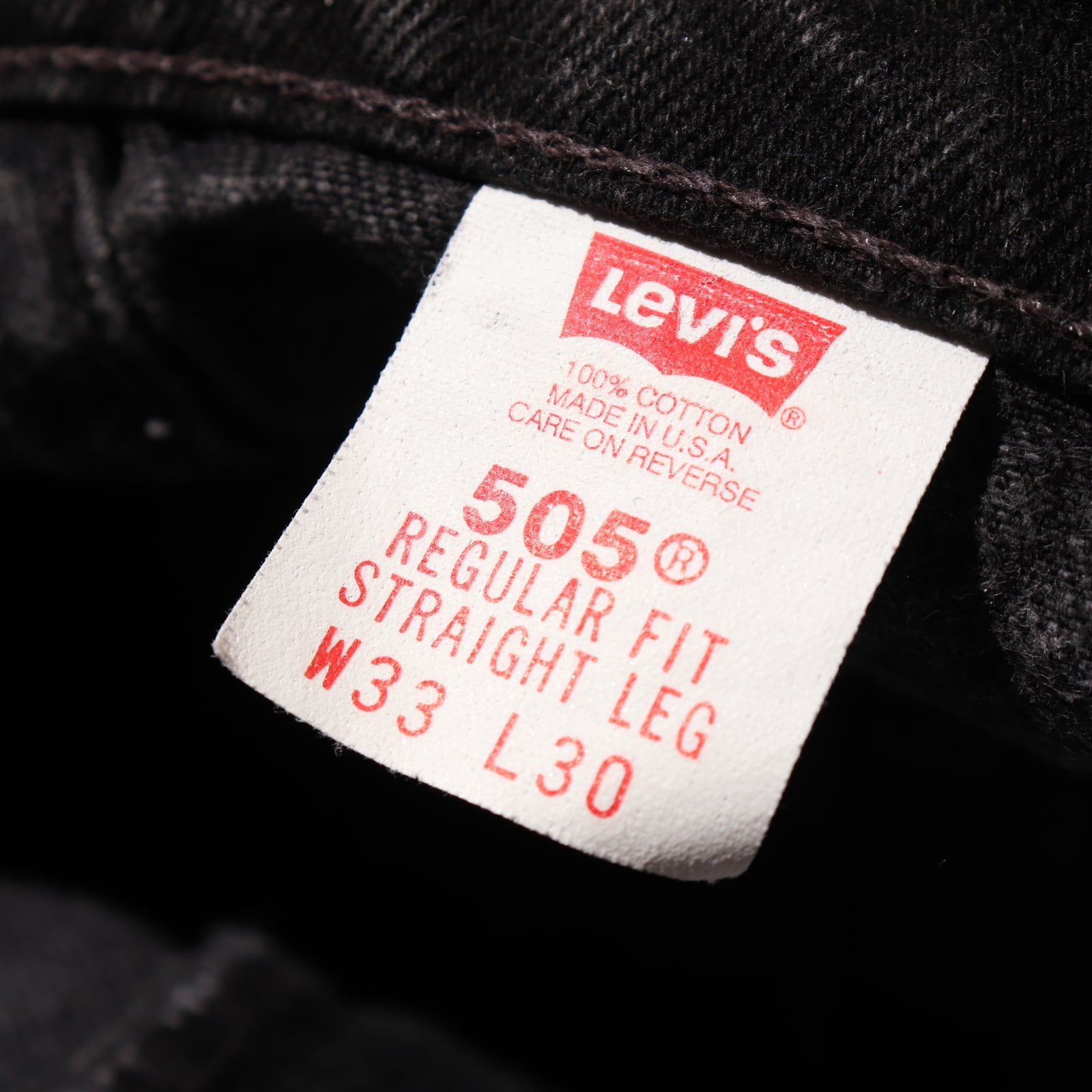 美品 33×30 505 サルファー 米国製 Levi's ブラックデニムパンツ