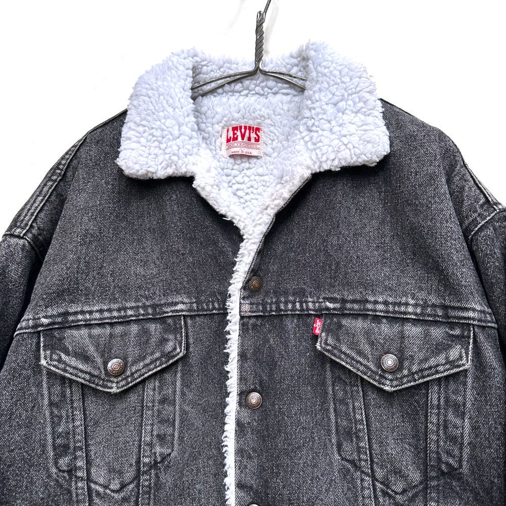 Levis [Levis 70609-4858 Made In USA] Boa Lined Black Denim Jacket