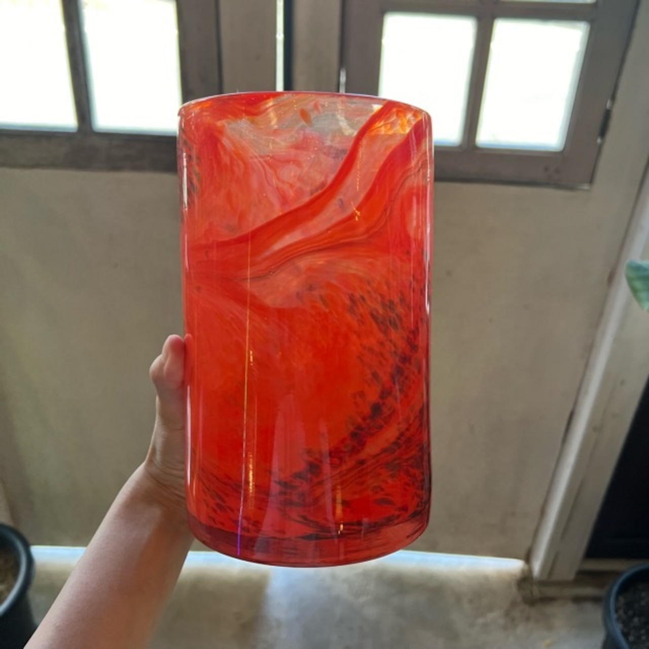 GLASS VASE FLUSSO ORANGE S ガラスグラデーション フラワーベース Sサイズ 生花 ドライフラワー 花瓶 花
