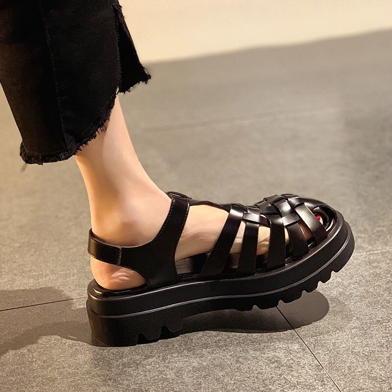 サンダルサマーレッドスタンダードキャップ 靴 シューズ レトロ 大人ガーリー スウィート キュート カジュアル 夏物 フェイクシューズ54749315939