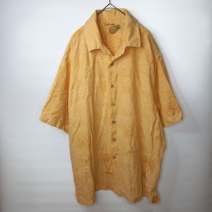 Caribbean　シルク　アロハシャツ　開襟　オーバーサイズ　刺繍　XL