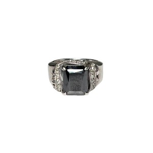 JUSTIN DAVIS heavy gauge silver ring set with zirconia " GLAM ROX "