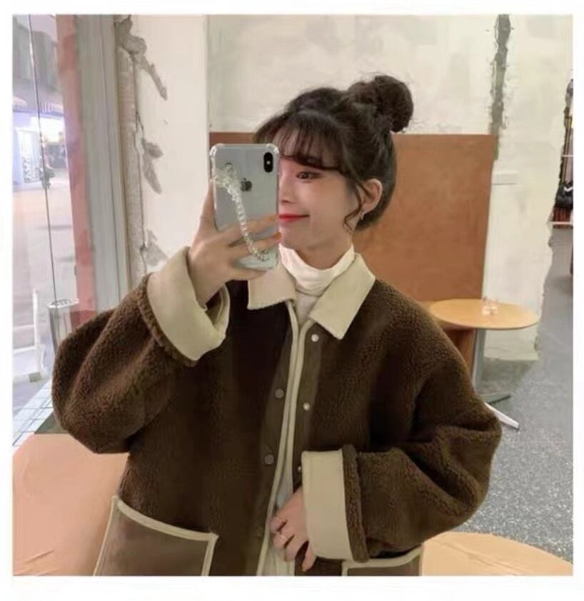 配色ボアジャケット　AJ33167-5106