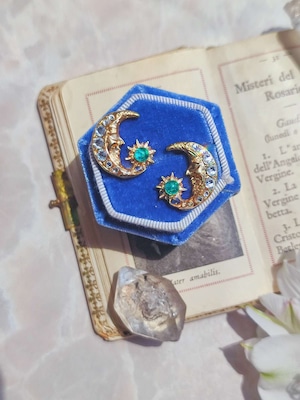 【MELANCHOLY GOLDEN MOON AND STAR EARING/(XX372) 】