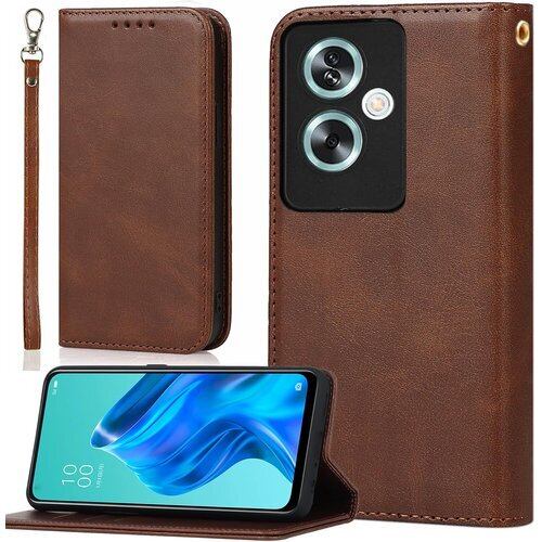 OPPO A79 5G ケース 手帳型 ストラップ おっぽ A79 5G A303OP 手帳 CPH2557 スマホケース オッポ A79 5G 手帳型ケース フリップケース OPPOA79ケース オッポA79ケース A79ケース 適用 BonwFzin PU レザー ストラップケース ストラップホール付き マグネット フリップ カード入れ スタンド 落ち着いた色 レトロ ダークブラウン 2372