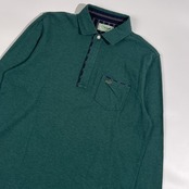 Crocodile クロコダイル 鹿の子 長袖 ポロシャツ L/ダークグリーン系 メンズ