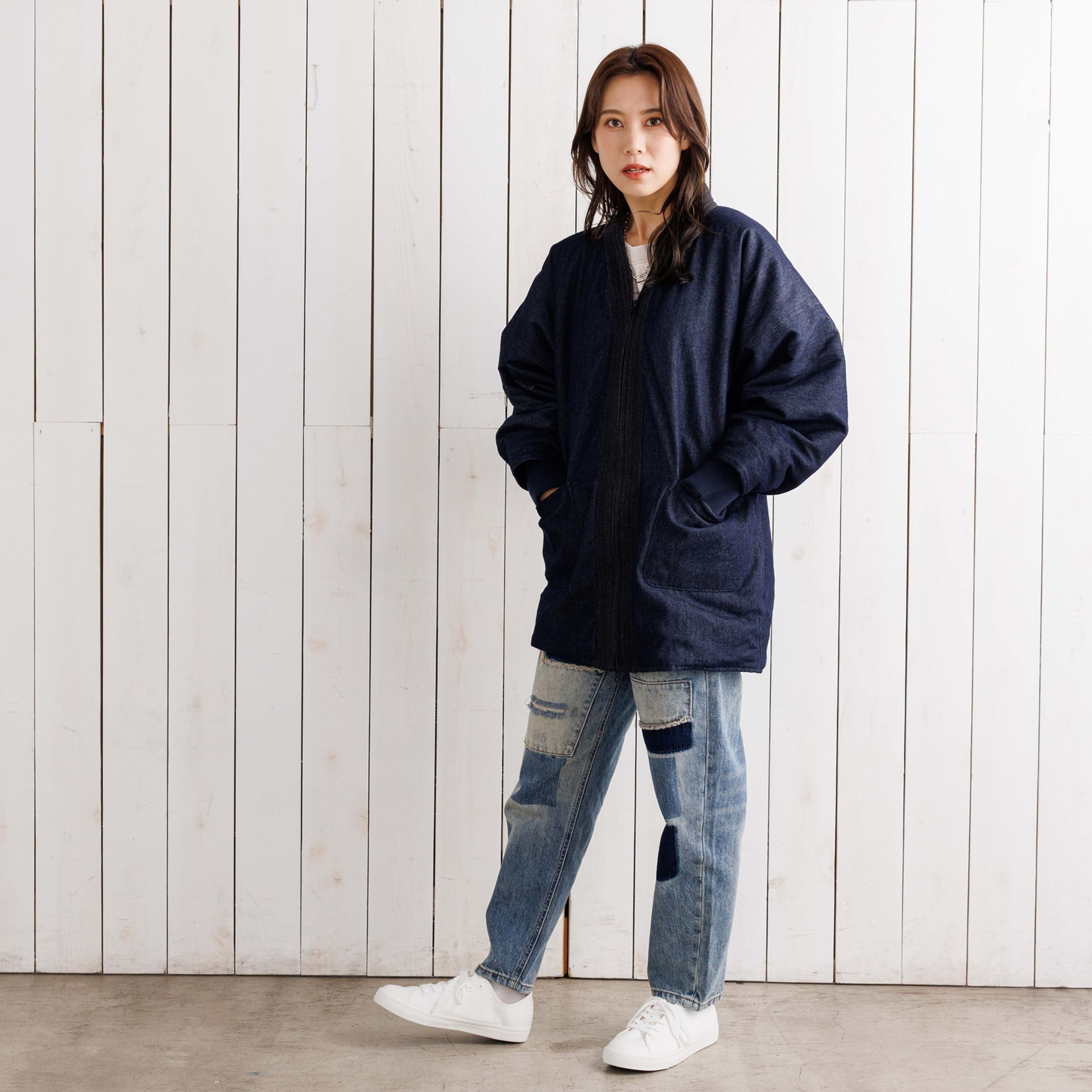 寒風寒波上等デニム半纏（ハンテン）NAVY×BLACK Editions | Godisru