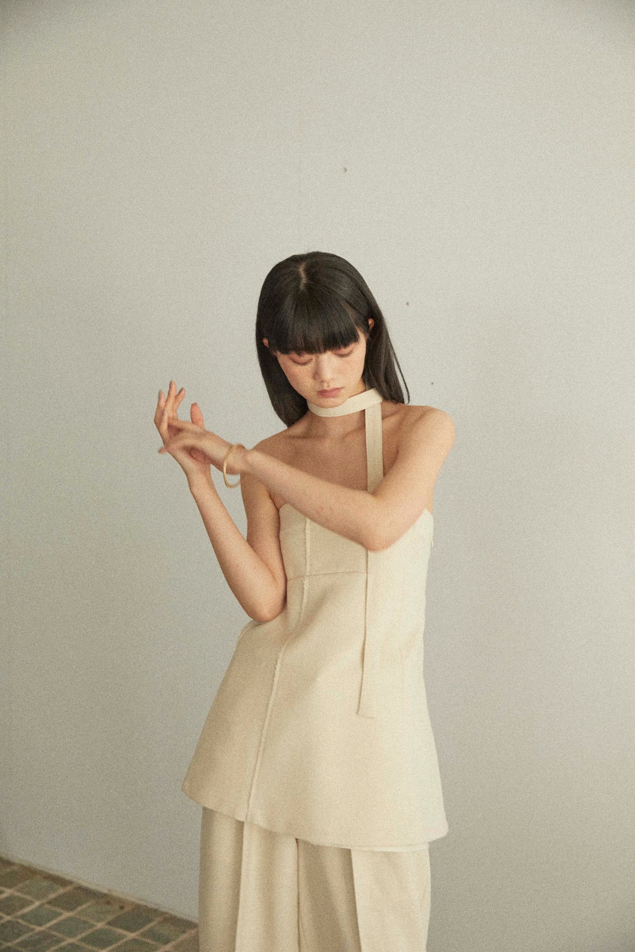 DU250503 linen like layered bare tunic【残り3点】