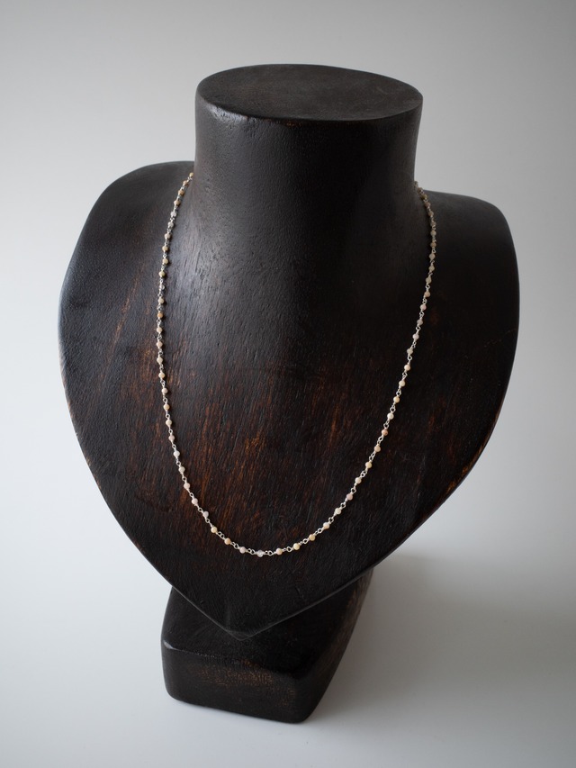 ピンクオパールチェーンネックレスSilver - 1