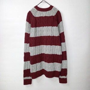 エルエルビーン　クルーネック　ケーブル編み　ニット　セーター　ボーダー　アラン