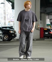 ◆サイドフリンジ チェッカーライン ワイドデニムパンツ◆wi-837098