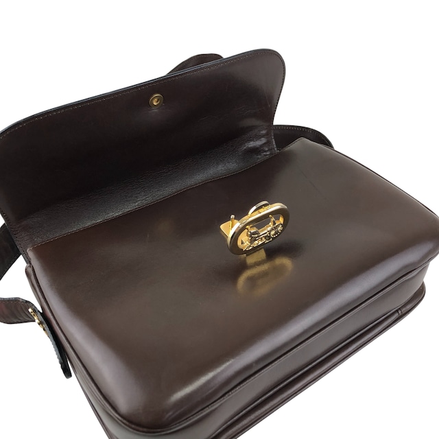 CELINE セリーヌ ショルダーバッグ ブラウン ホースキャリッジ トリオンフ レザー vintage ヴィンテージ オールド thyd2h